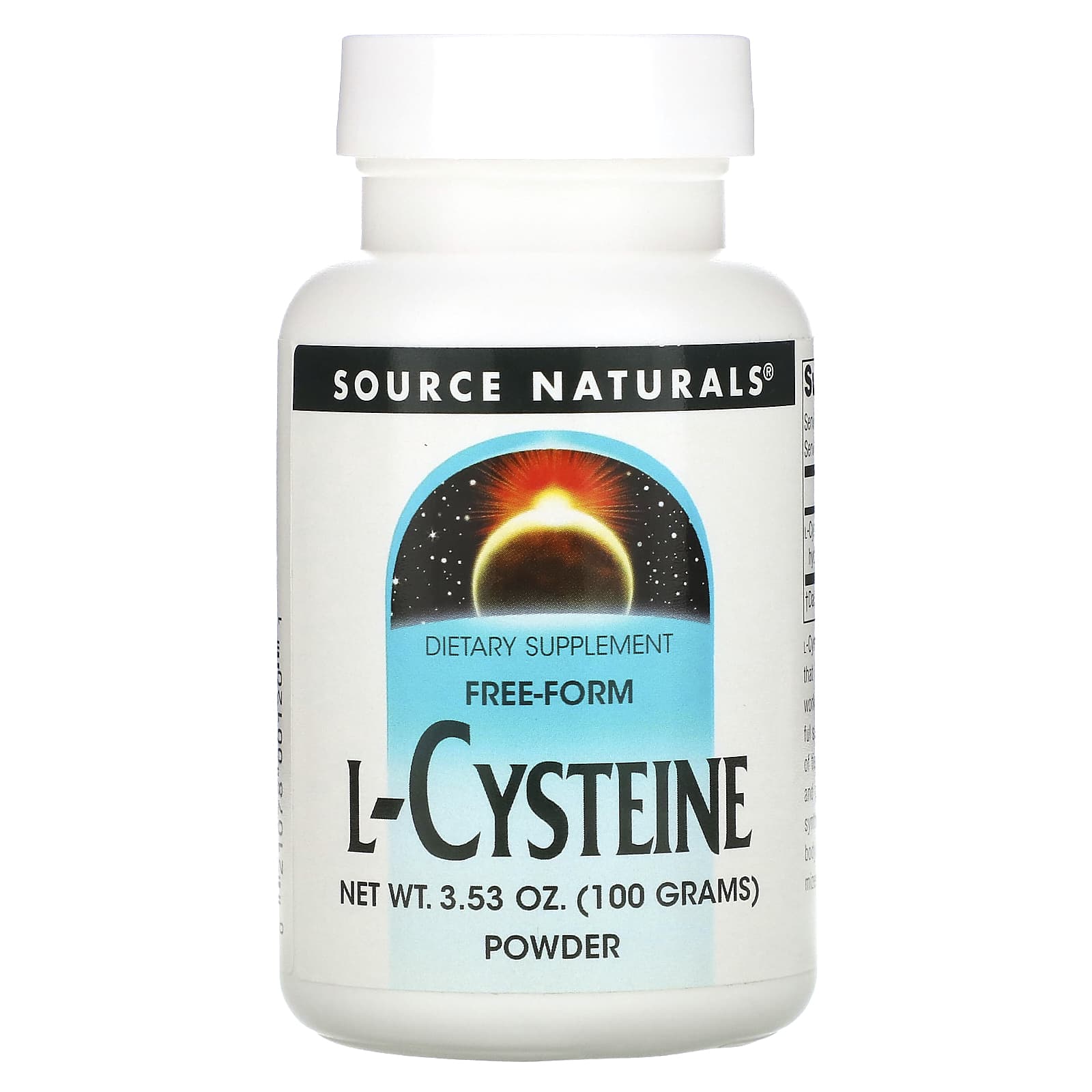 Source Naturals, L-Cysteine, 100 Grams UPC 021078001201 | Hilife Vitamins